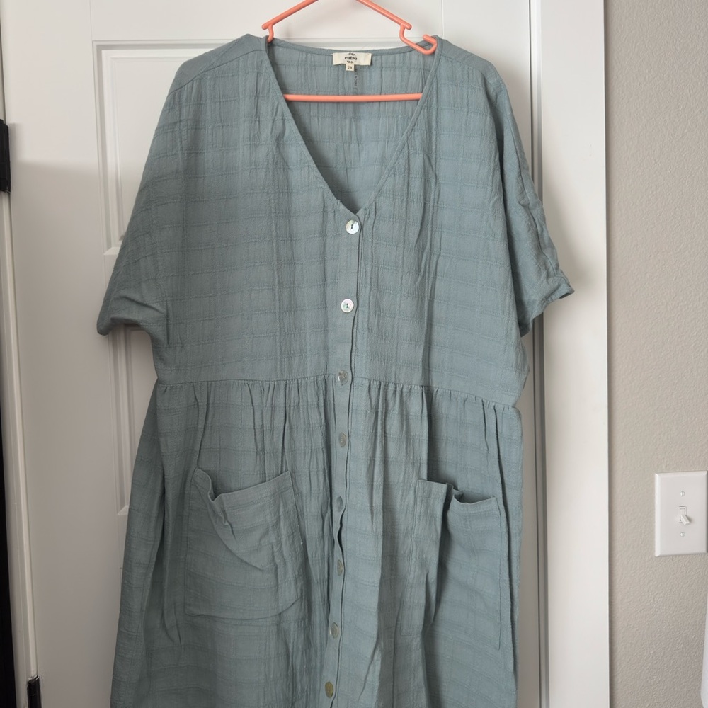 Entro Button-Down Dress in Sage Green
